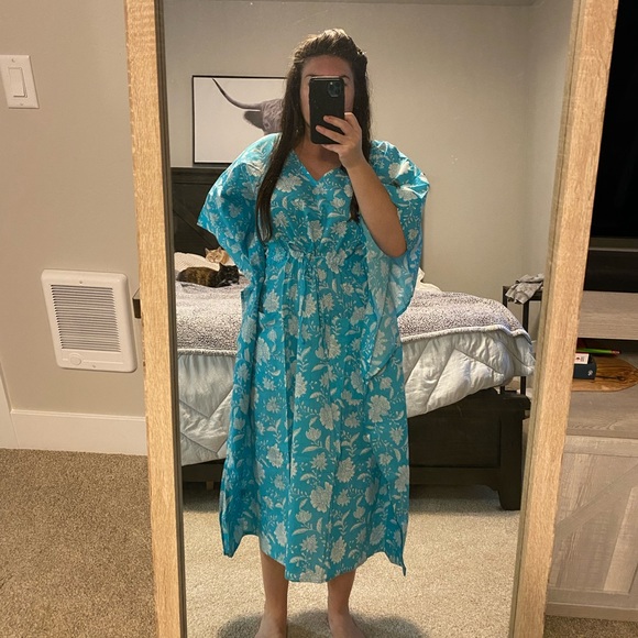 turquoise blue caftan dress - Picture 1 of 5